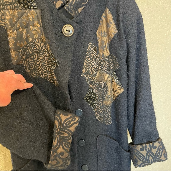 CB Wraps by Chadwicks Vintage Long Wool Wearable Art Maxi Coat Size M - Picture 6 of 16